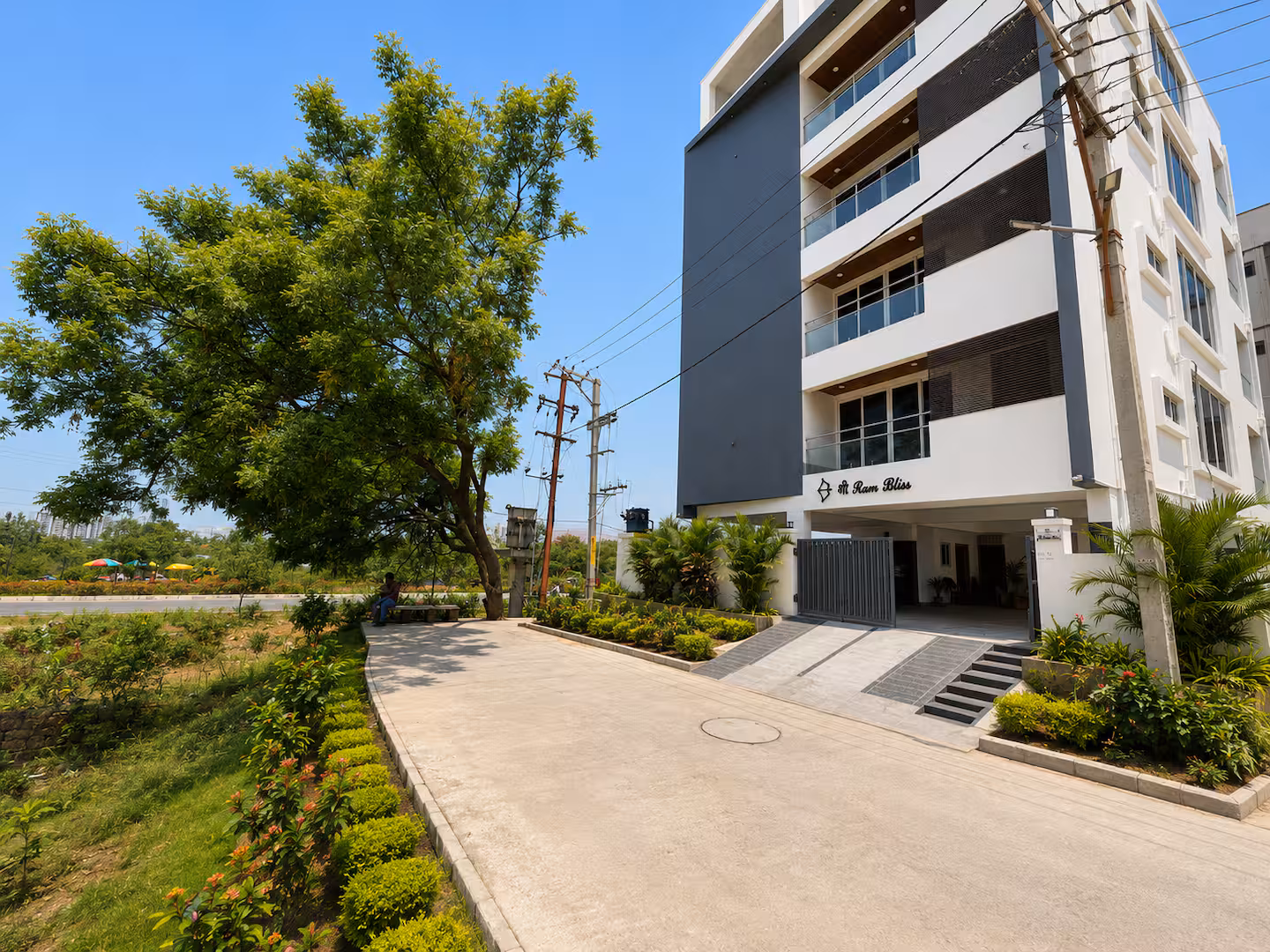 A newly built residential apartment building