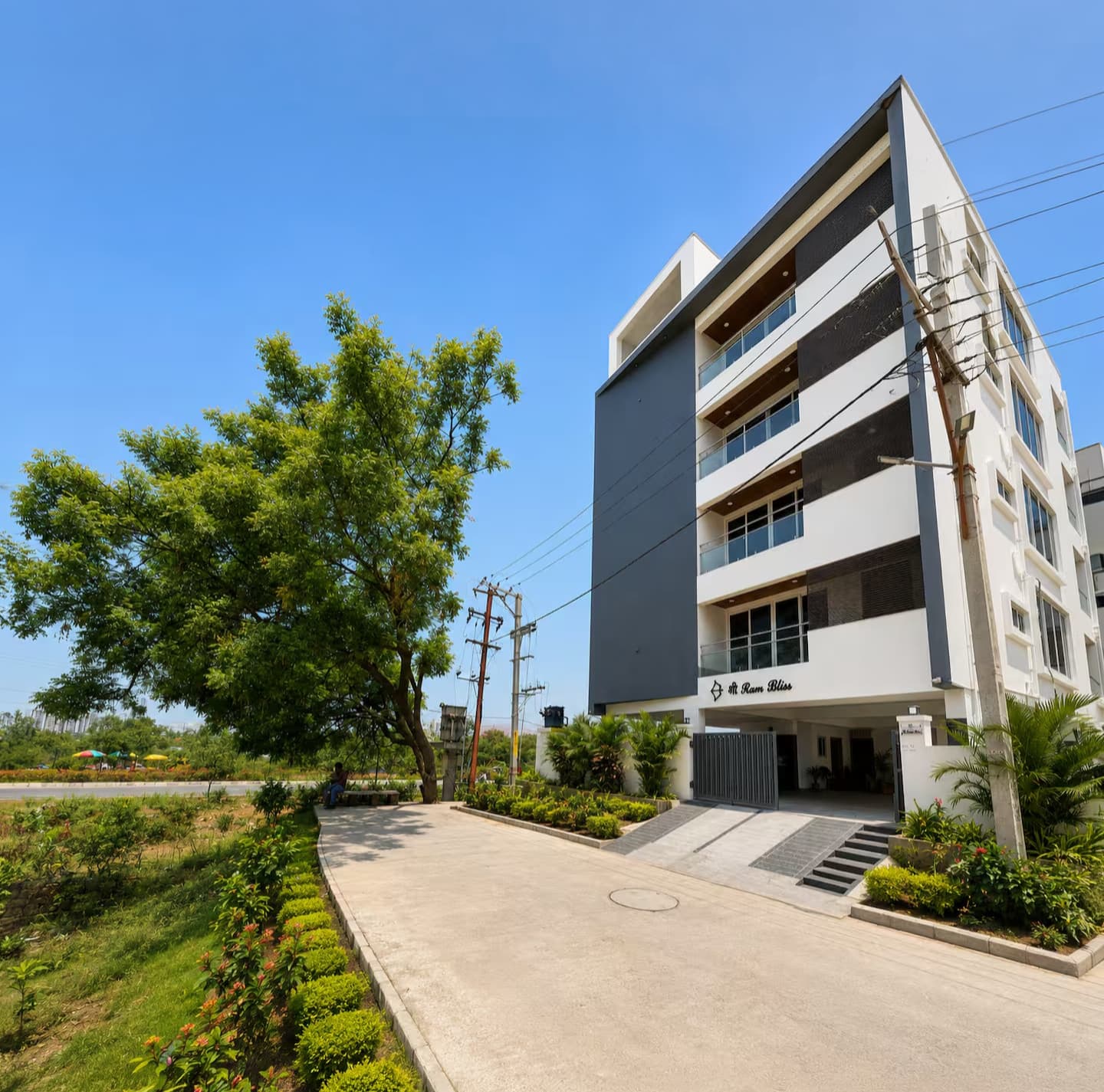 A residential apartment building of the kind Lands & Riches manages in Hyderabad