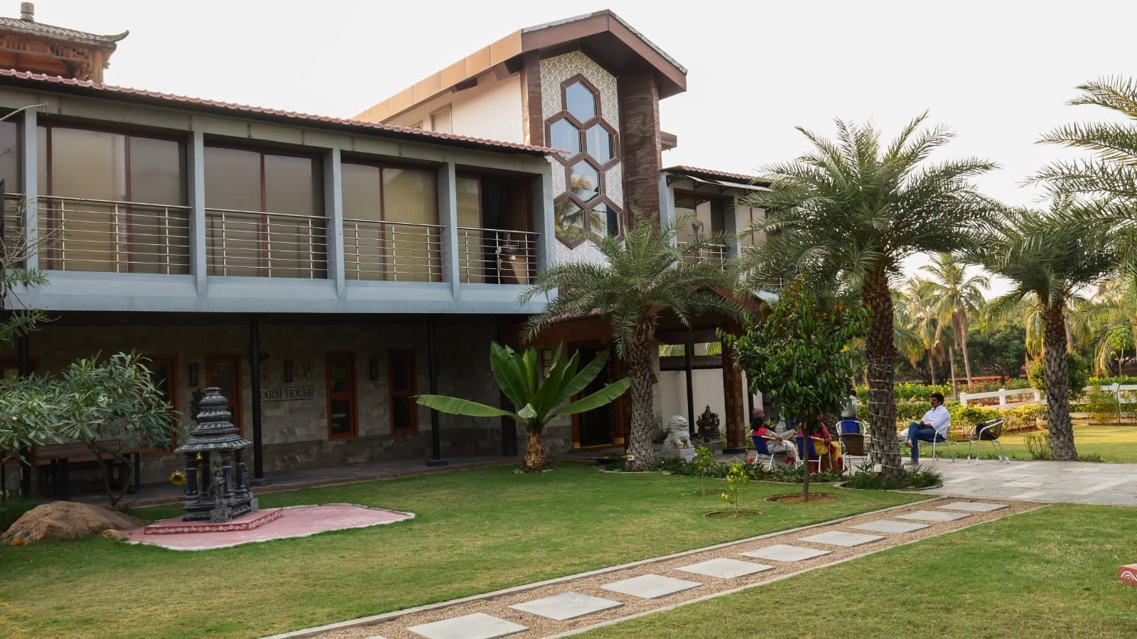 Completed farmhouse with landscaped garden and private temple, built by Lands & Riches
